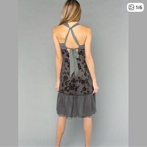 Free People pintuck rose lace velvet Dress